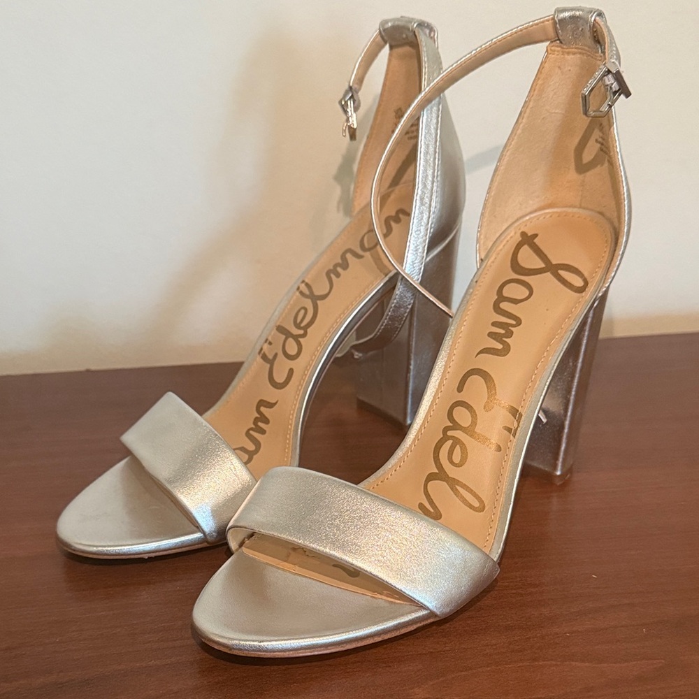 Sam Edelman Metallic Silver Block Heels